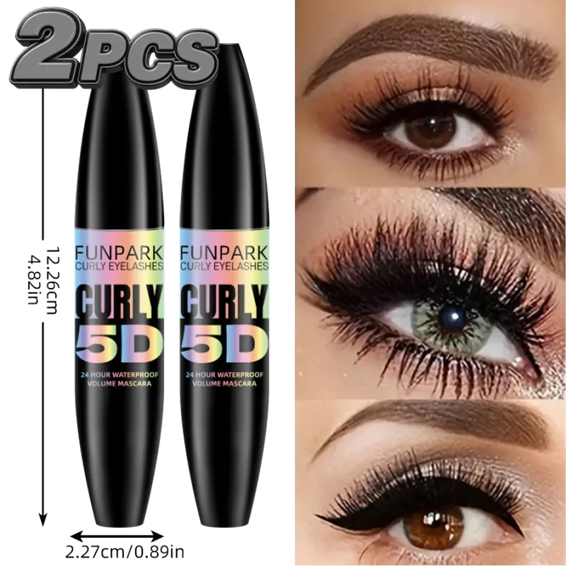 2 ชิ้น 5D Eye มาสคาร่าสีดำกันน้ำยาวขนตาขยายผ้าไหมมาสคาร่า Long Lasting Eye แต่งหน้าสำหรับเครื่องสำอางผู้หญิงความงามเกาหลี
