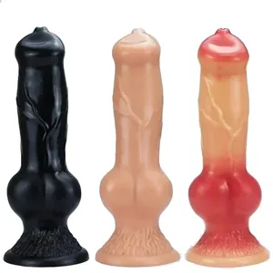 Plugue anal realista para cachorro, enorme, com ventosa, silicone, grande, massageador de próstata, brinquedos sexuais adultos para homens e mulheres