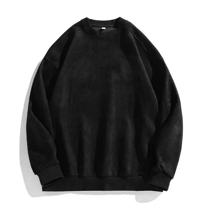 Brand Purple Sweatshirt Mans Suede O Neck Autumn Winter Baggy Men Sweatshirts Casual Long Sleeve 2026 Bagong Panlalaking Tops
