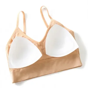 Ensemble soutien-gorge côtelé Sexy pour femmes, Lingerie dos nu, coupe Triangle sans fil, sous-vêtements confortables et respirants