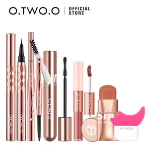 O.TWO.O 6 sztuk zestaw do makijażu 2 w 1 szminka ołówek do brwi czarny eyeliner 4d fibre tusz do rzęs pełny profesjonalny zestaw do makijażu