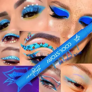 Penna gel per eyeliner fluorescente UV a 12 colori Impermeabile ad asciugatura rapida Eyeliner colorato al neon Bianco Blu Viola Trucco per occhi per feste musicali