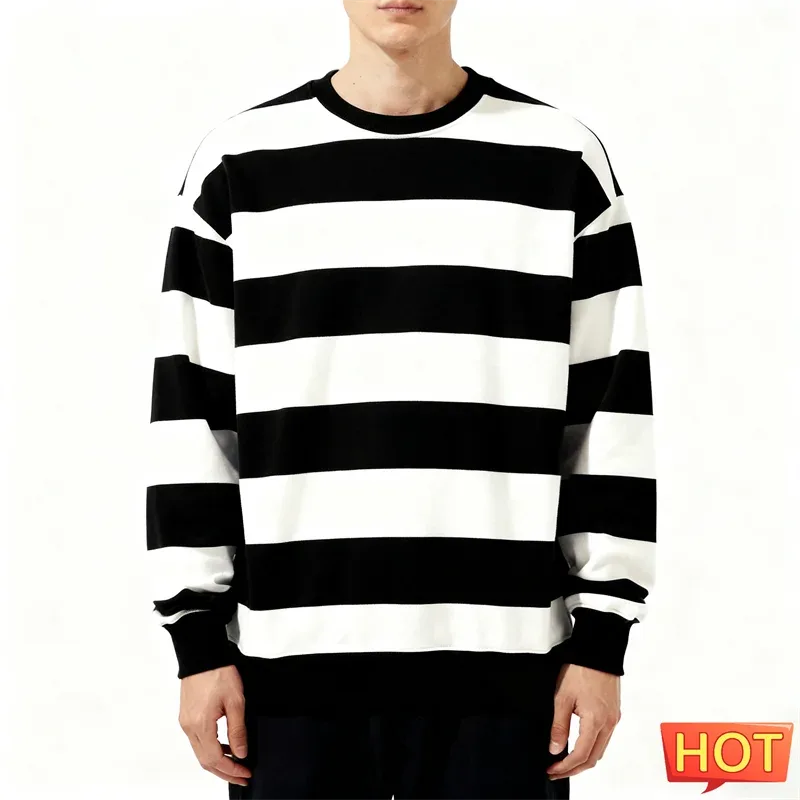 Sudaderas con gráficos de rayas simples para hombres, sudadera fea con estampado 3D de manga larga de moda, jerséis informales de gran tamaño, Tops